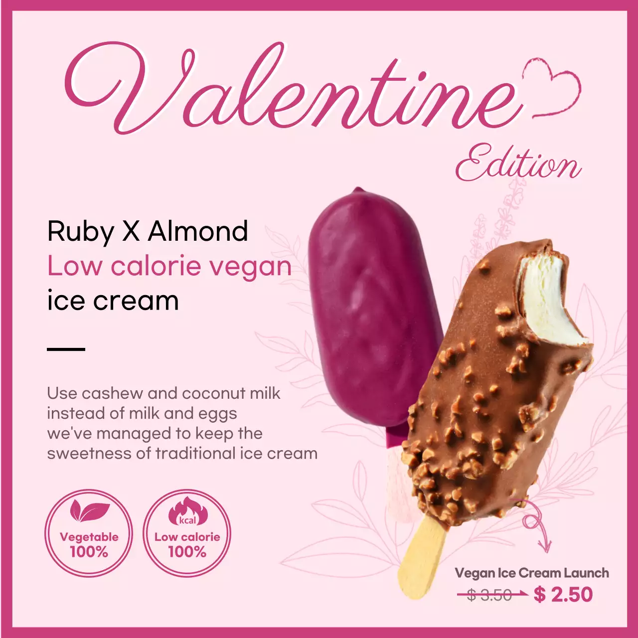 Pink Trendy Vegan Promotion Social Media Post