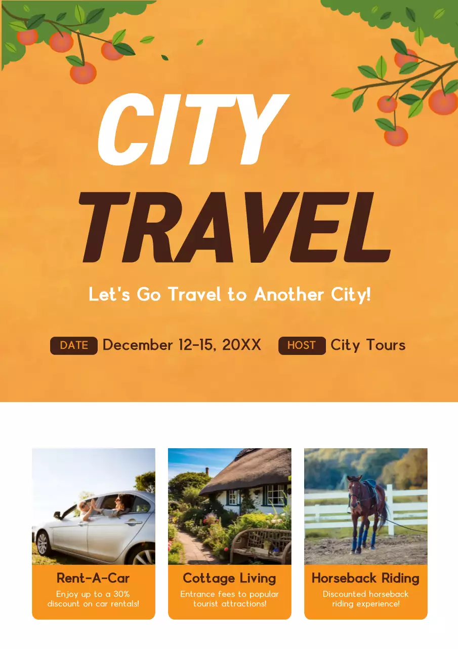 Orange Retro Travel Promotion Poster