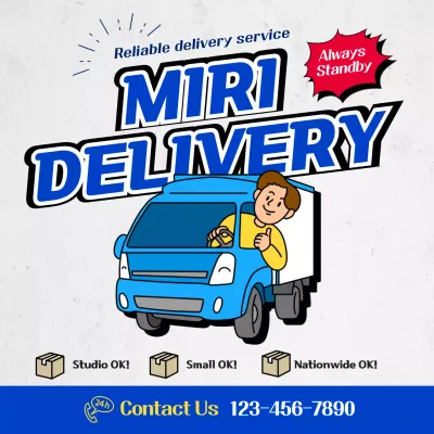 Blue Retro Delivery Promotion Social Media Post