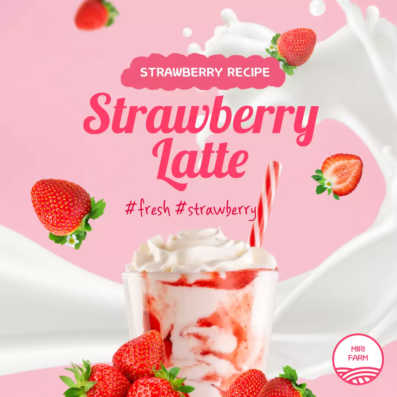 Pink Trendy Strawberry Promotion Social Media Post
