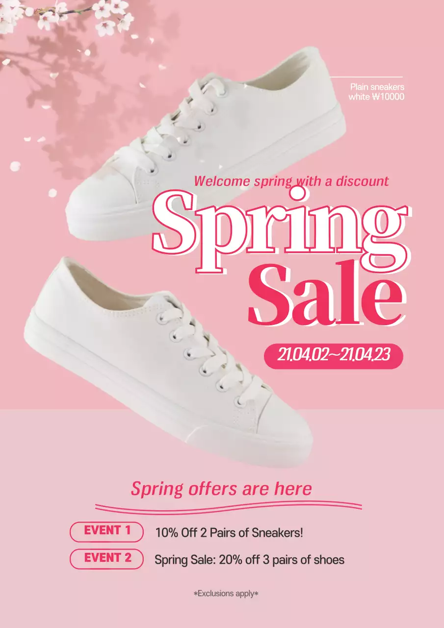 Sự kiện giảm giá giày xuân gọn gàng với điểm nhấn ảnh màu hồng