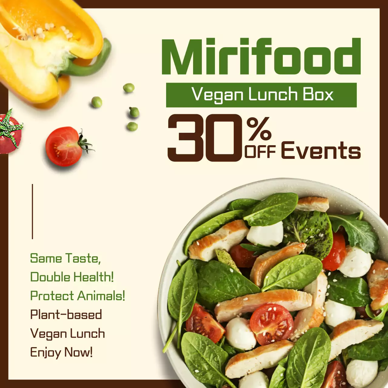 Beige Modern Vegan Promotion Social Media Post