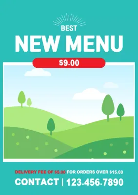 Teal Modern Menu Promotion Poster