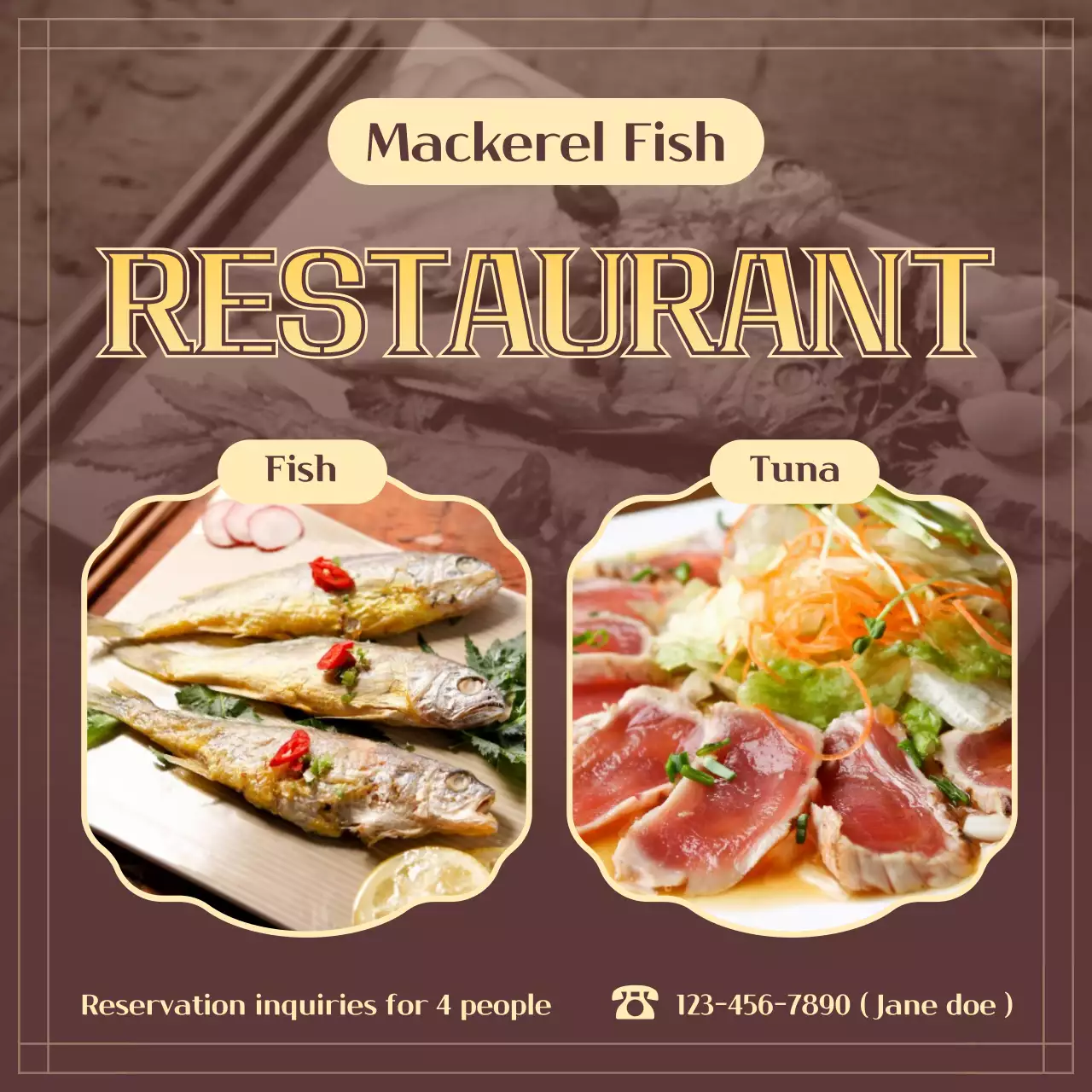 Brown Vintage Seafood Promotion Social Media Post