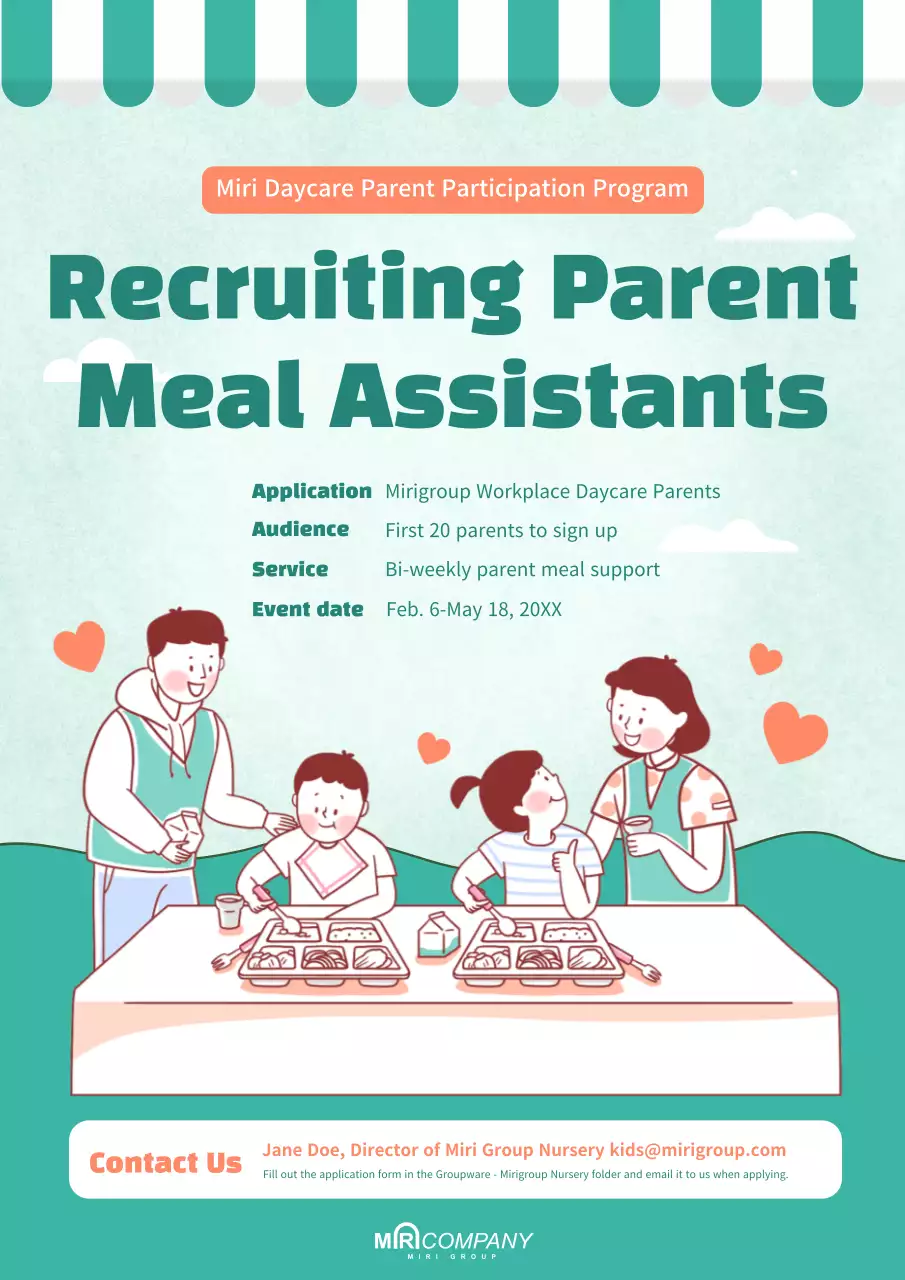 Mint Simple Daycare Recruitment Poster