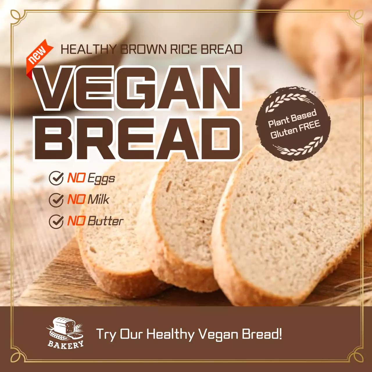 Brown Modern Vegan Promotion Social Media Post