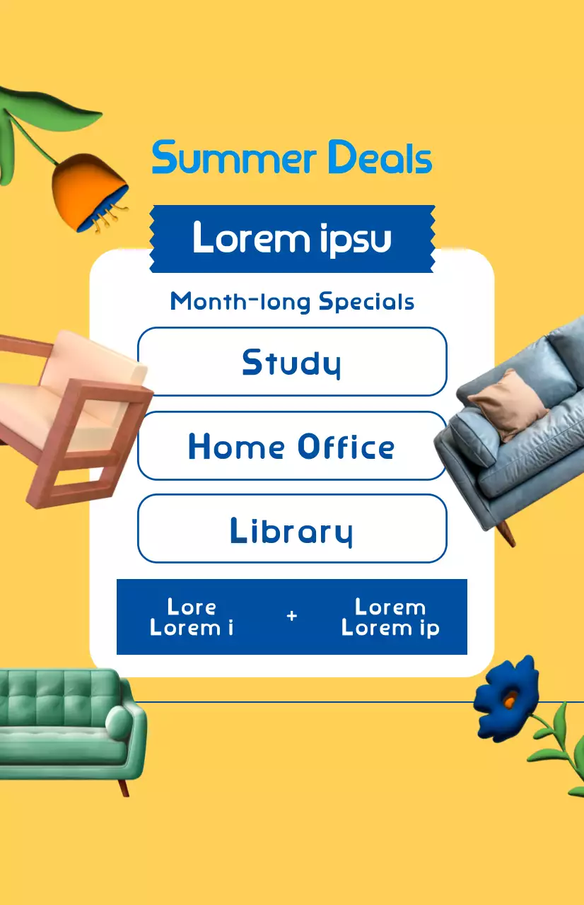 Promover uma venda de mobiliário com um fundo amarelo