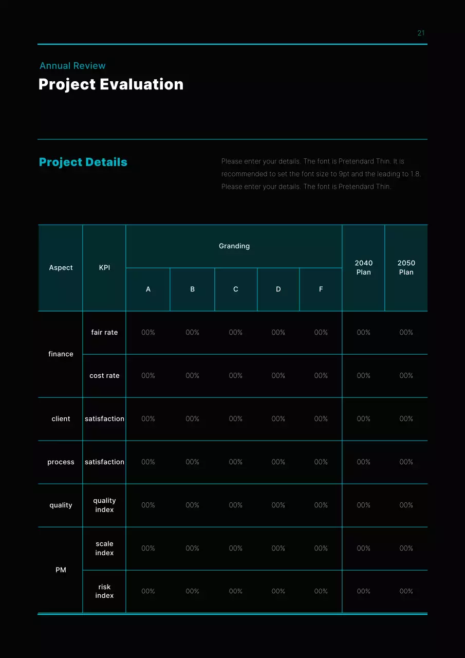 Simple concept business plan in light blue and black