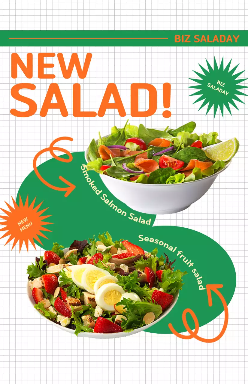 Promover uma ementa de café com saladas de aspeto fresco com uma bandeira