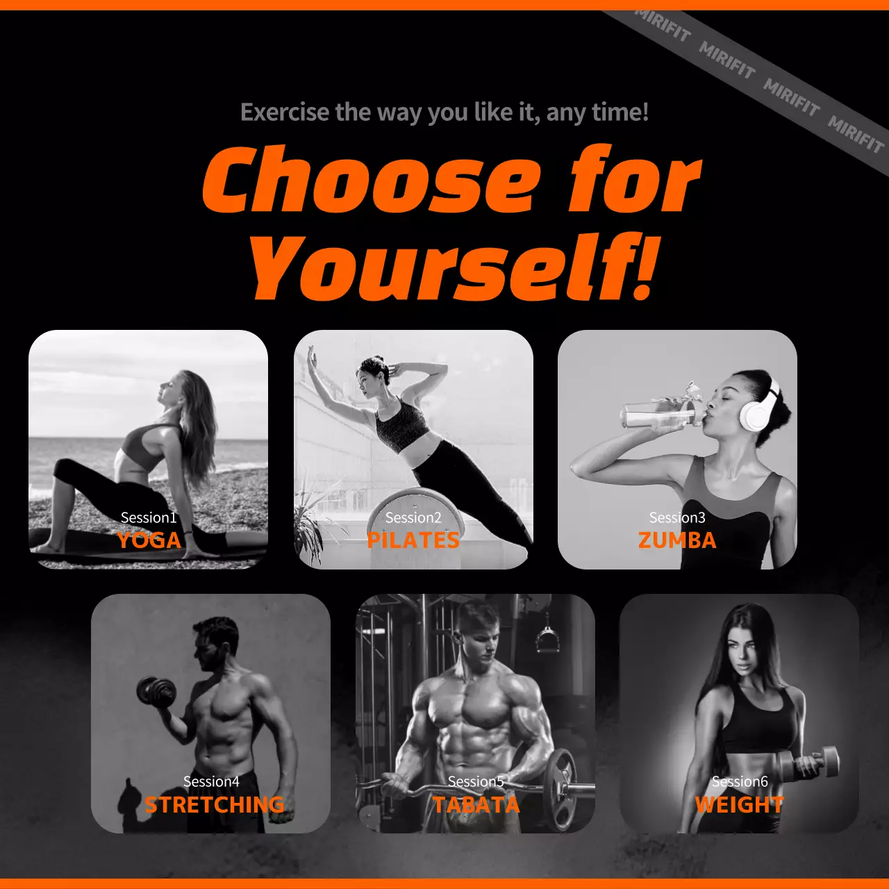 Orange Modern Fitness Promotion Instagram Carousel