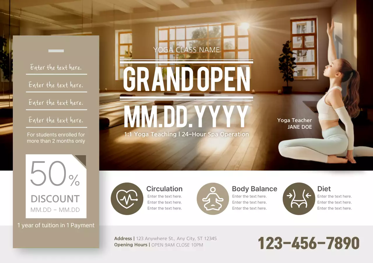 Beige Elegant Yoga Promotion Poster