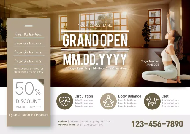 Beige Elegant Yoga Promotion Poster