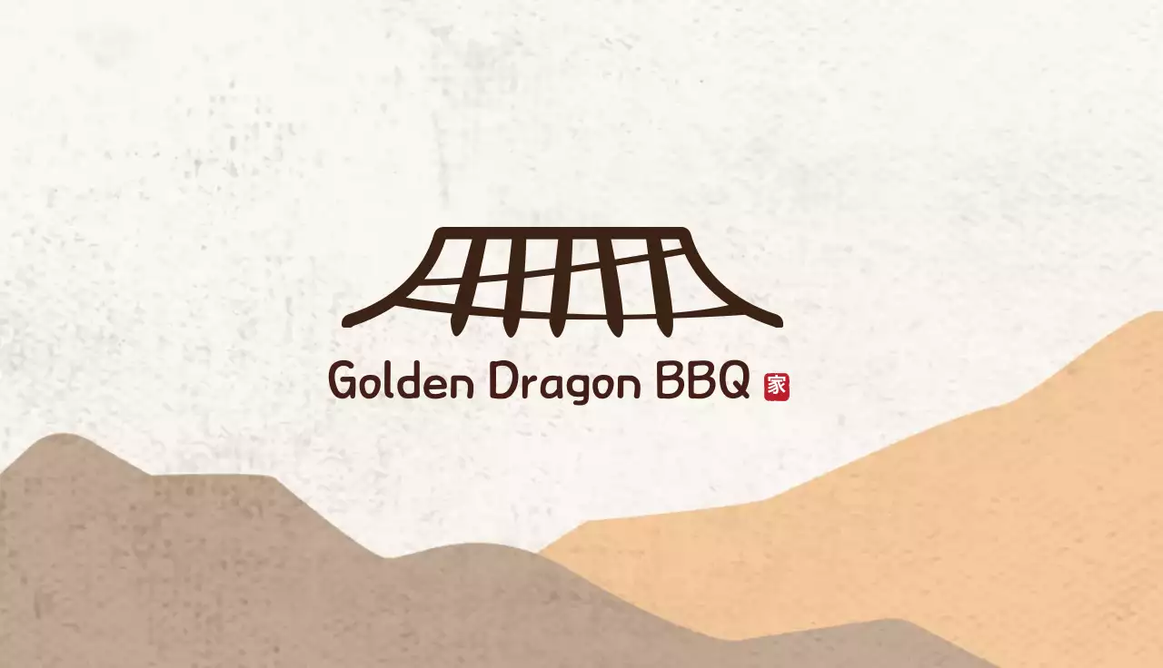 Orange brown illustration logo restaurant business card