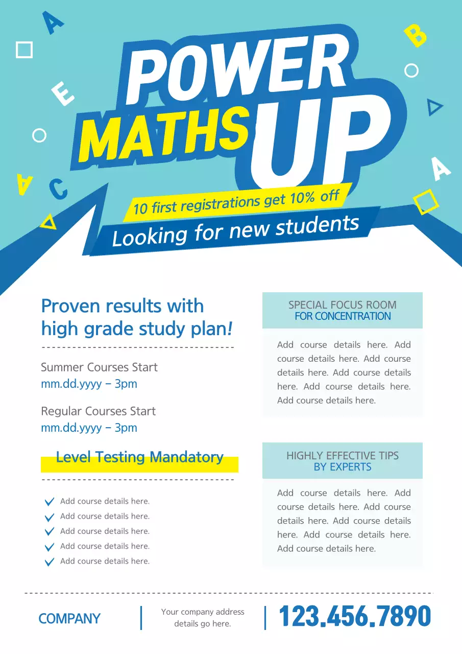 Blue Modern Math Promotion Poster