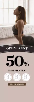 Karya promosi Pilates yang bersih dan berwarna krem