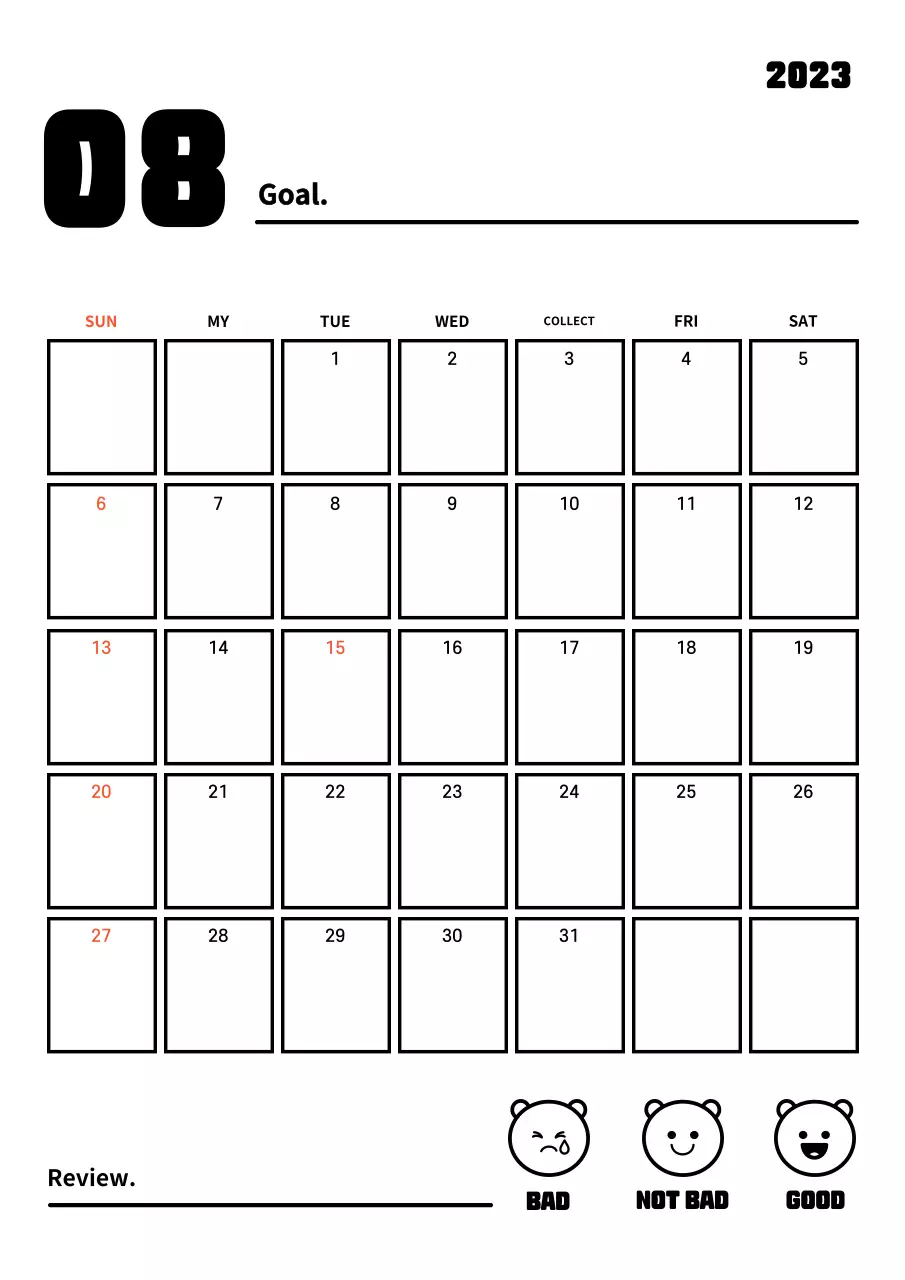 New Year's resolution goal tracker with clean lines