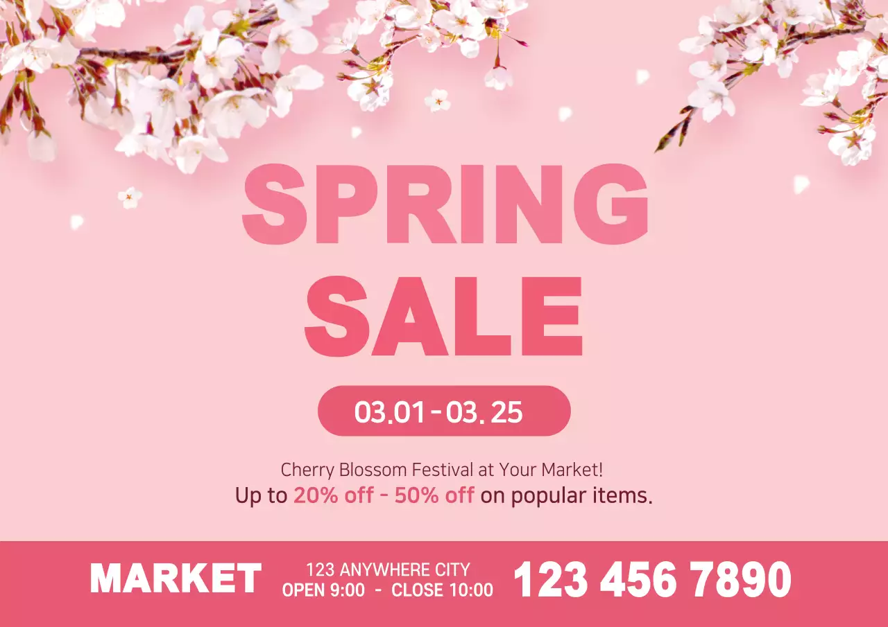 Pink Floral Spring Promotion Poster