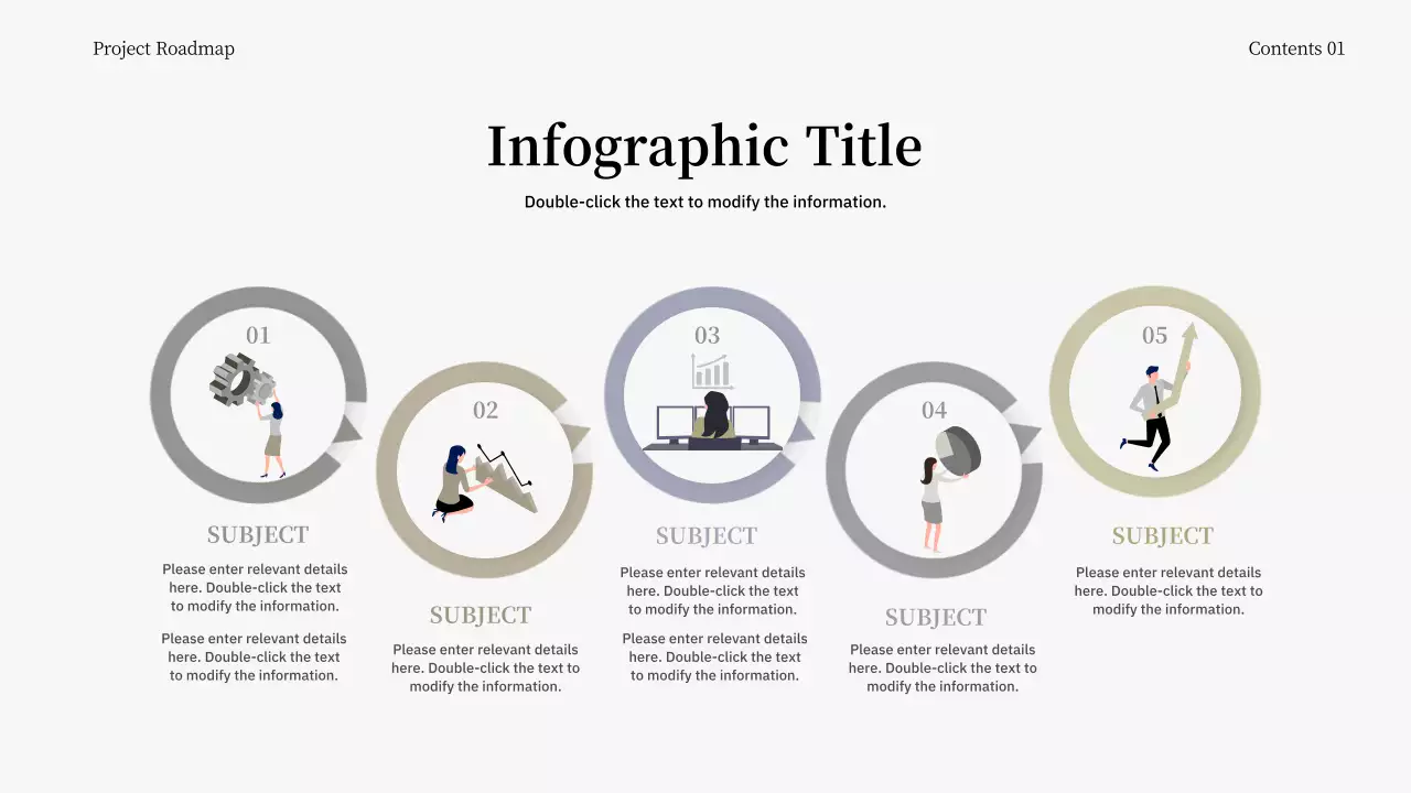 Infographic with gray-beige graph icon