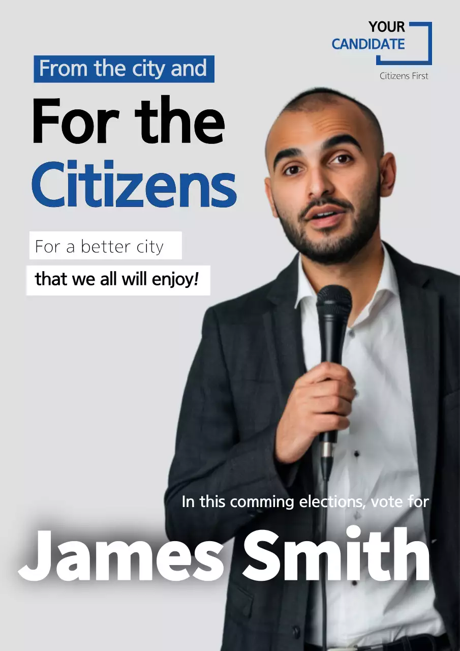 Grey Modern Election Promotion Poster