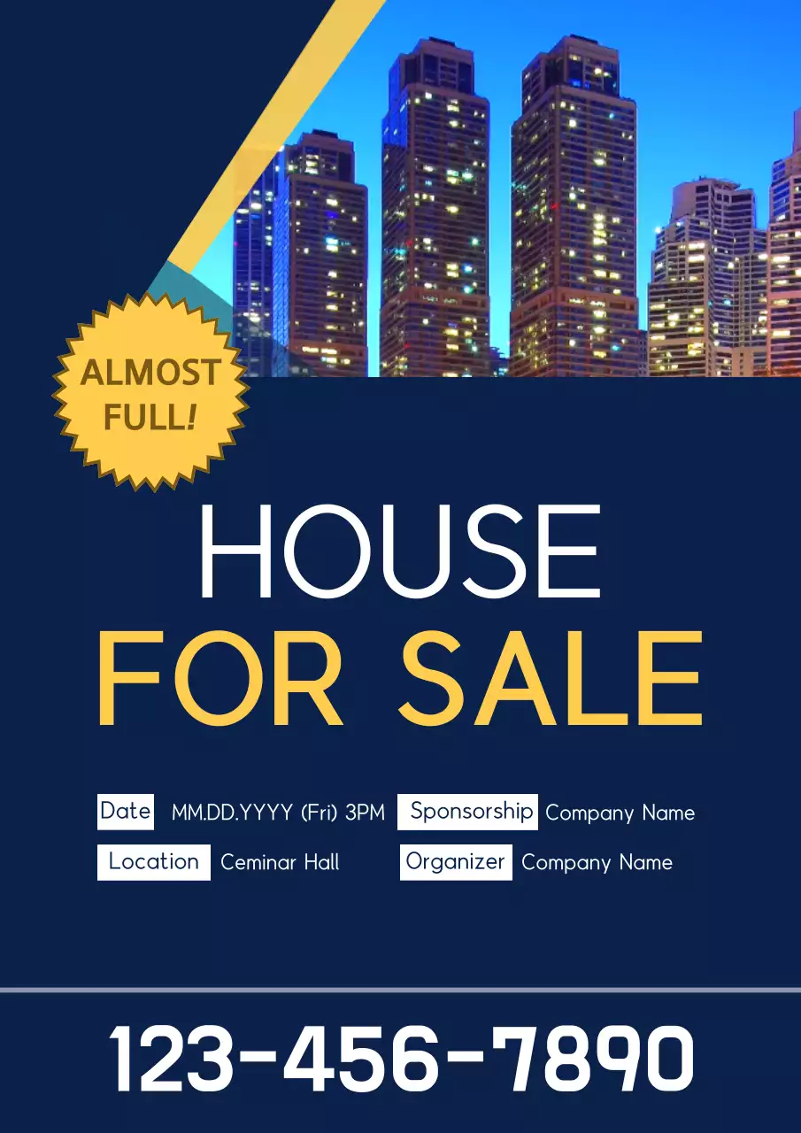 Navy Modern House Promotion Poster