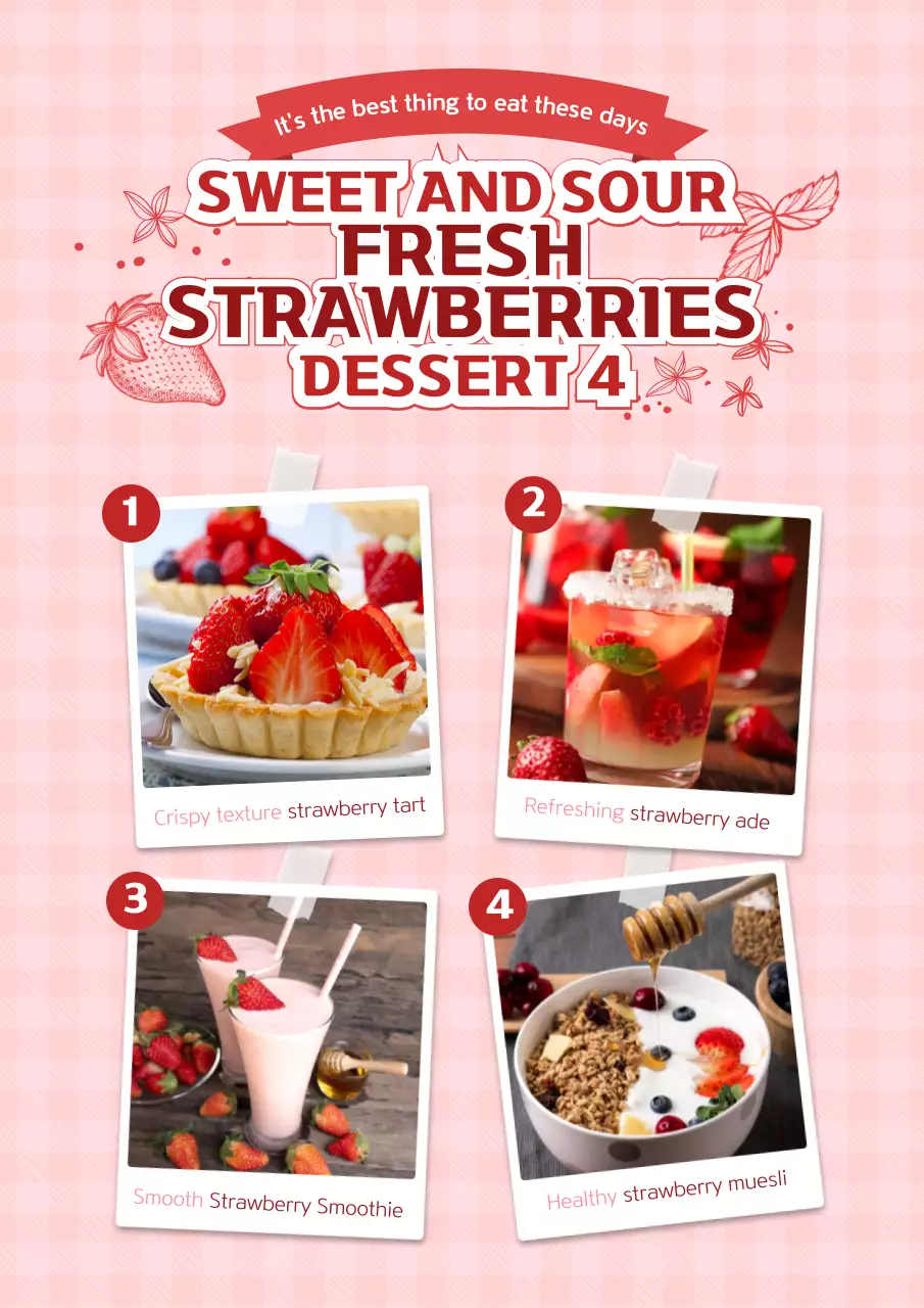 Pink Trendy Strawberry Promotion Poster