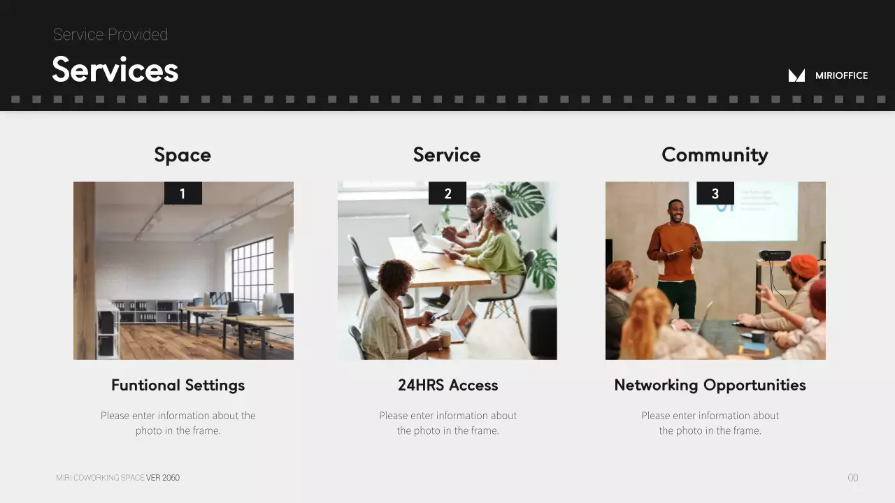 Monotone simple film concept shared office proposal