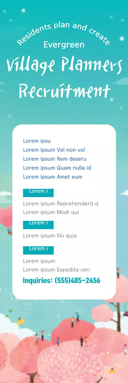 Faixa de aviso de recrutamento caprichosa azul-petróleo