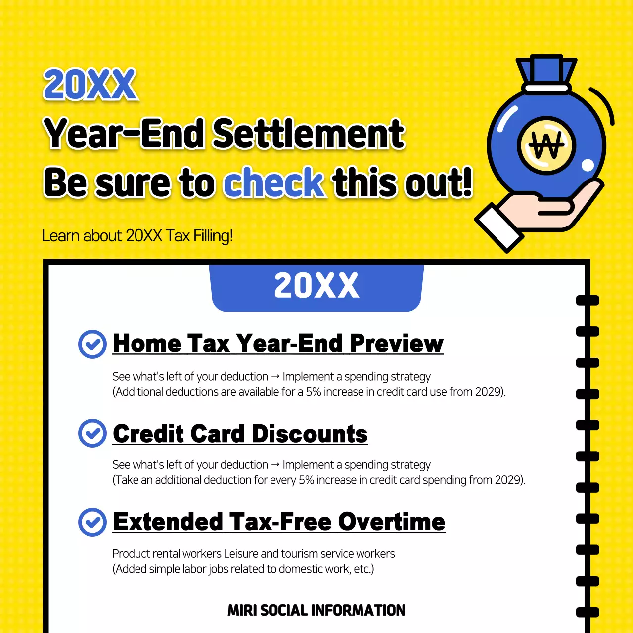 Yellow and blue year-end reconciliation checklist
