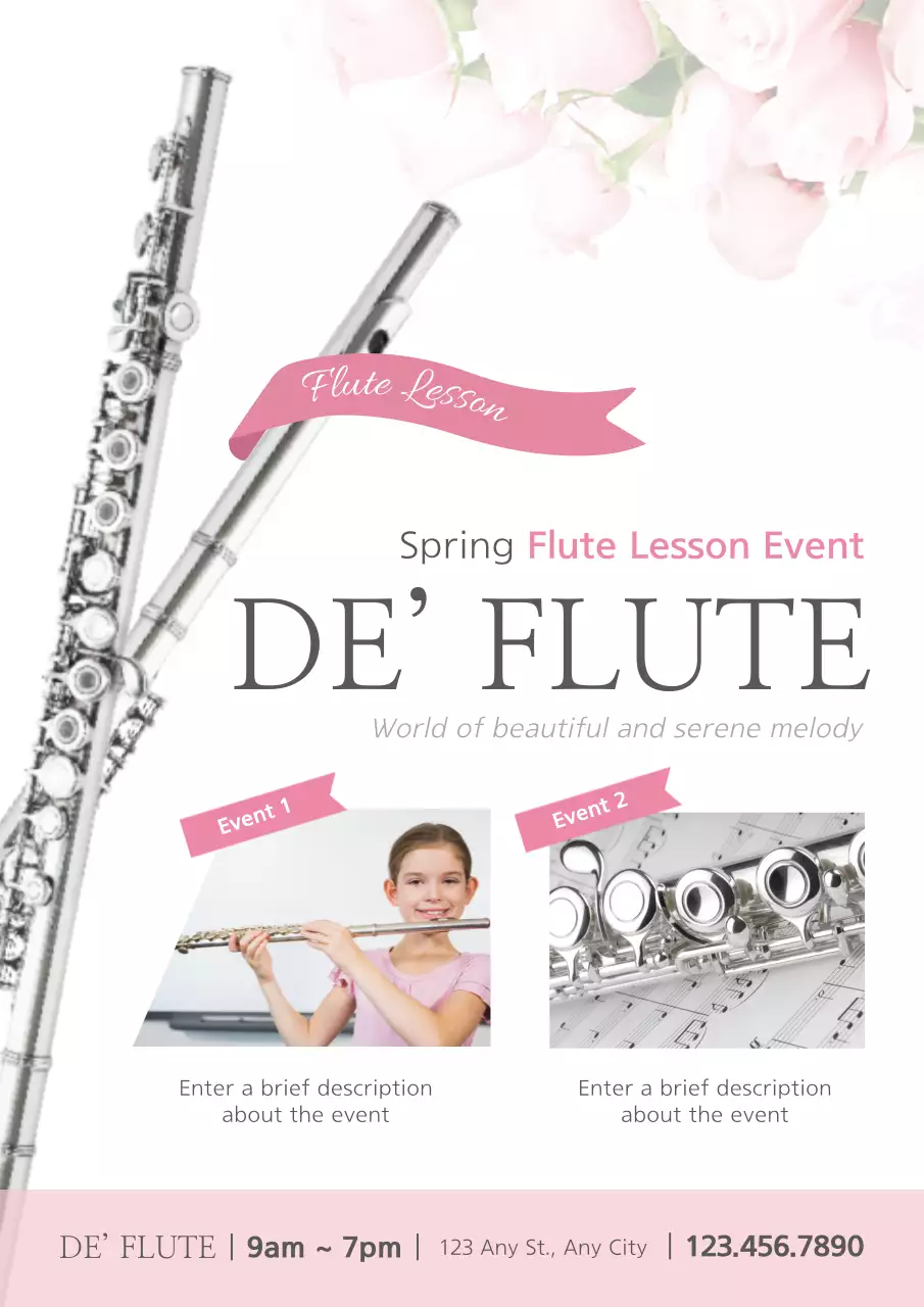 White Elegant Flute Event Poster