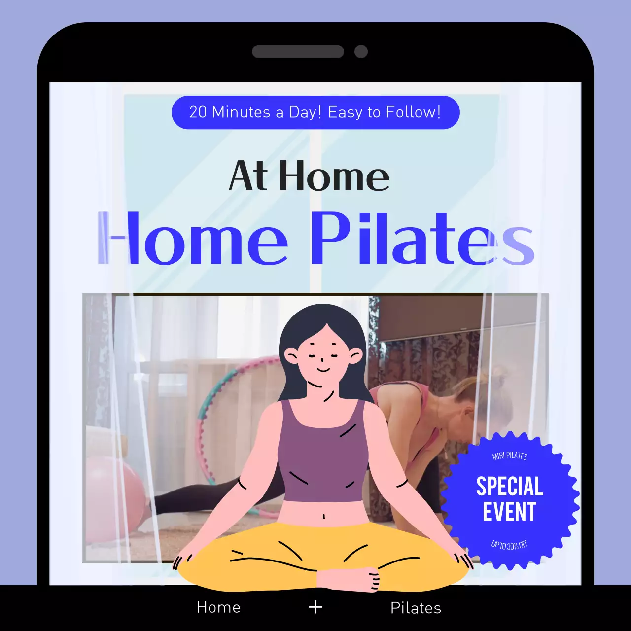 파랑과 검정의 아기자기한 필라테스 홍보