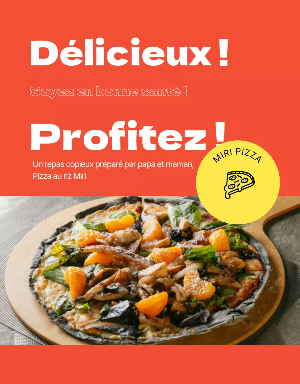 Pizza orange et coudée détails du financement