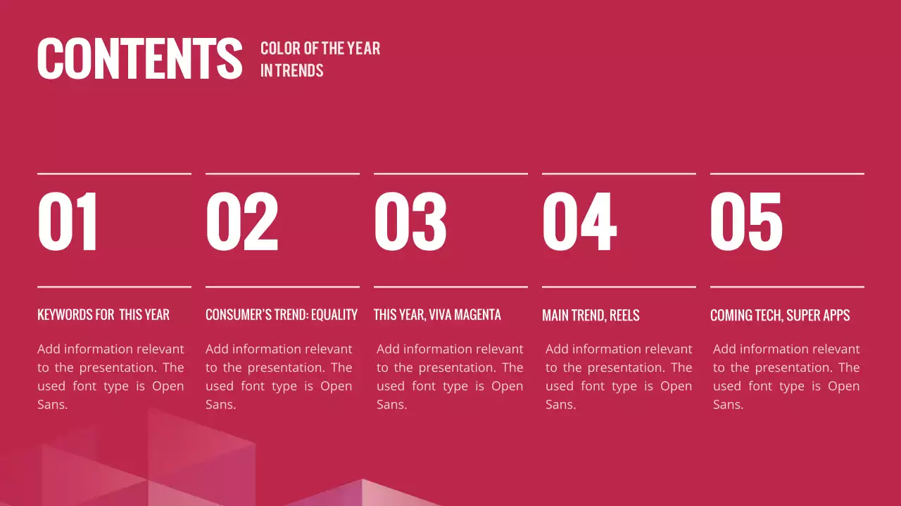 Simple magenta and pink color trend forecast plan for this year