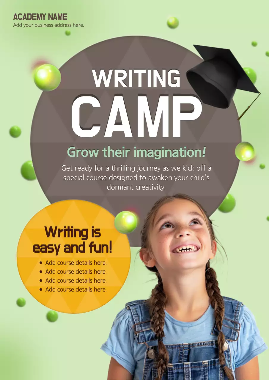 Green Modern Writing Camp Promotion Poster