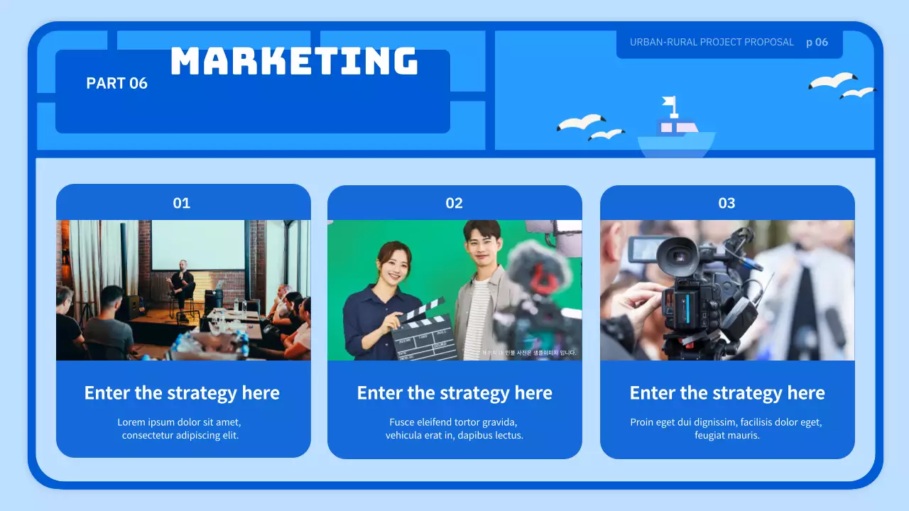 Light blue cute toy-style farming village business proposal