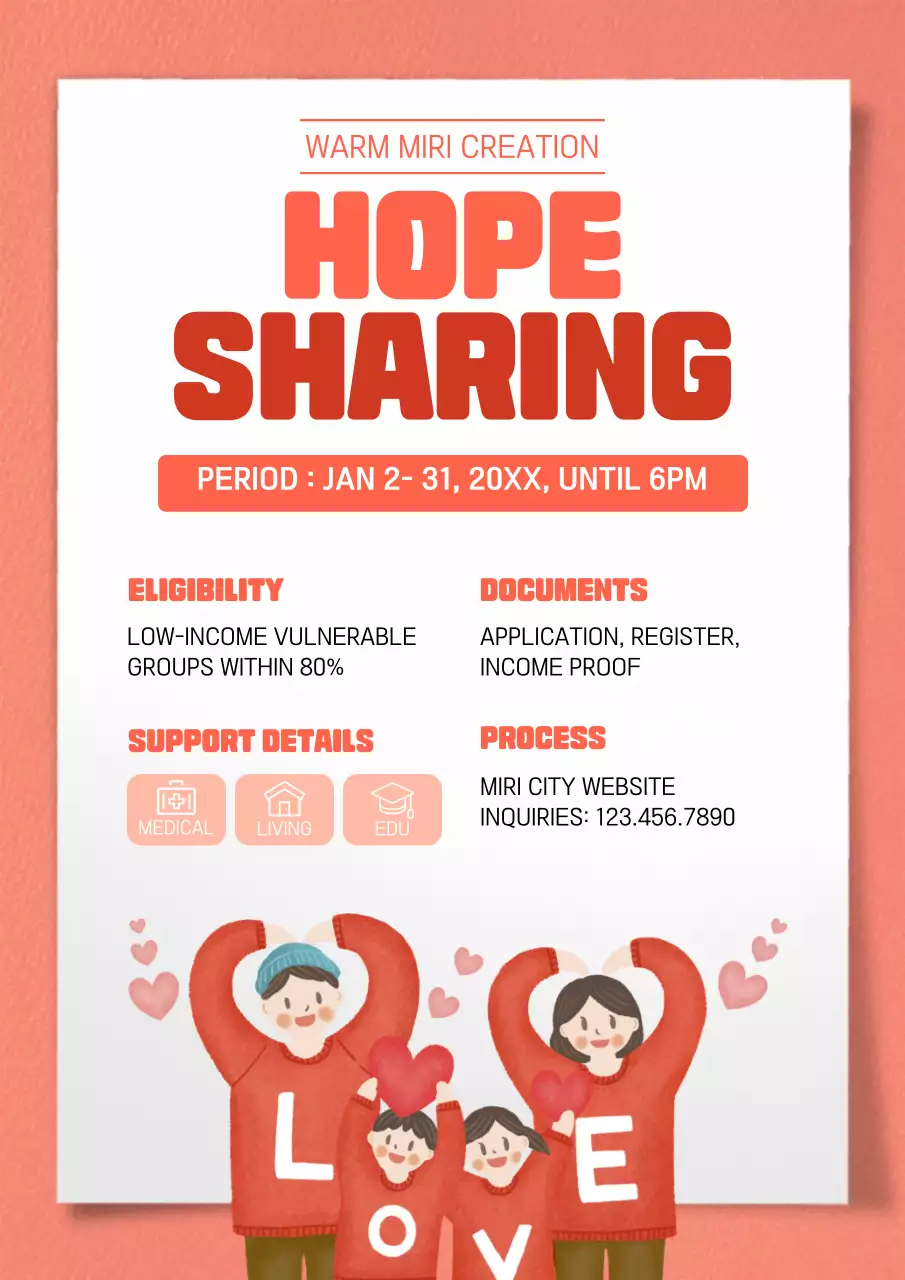 Coral Simple Community Announcement Poster