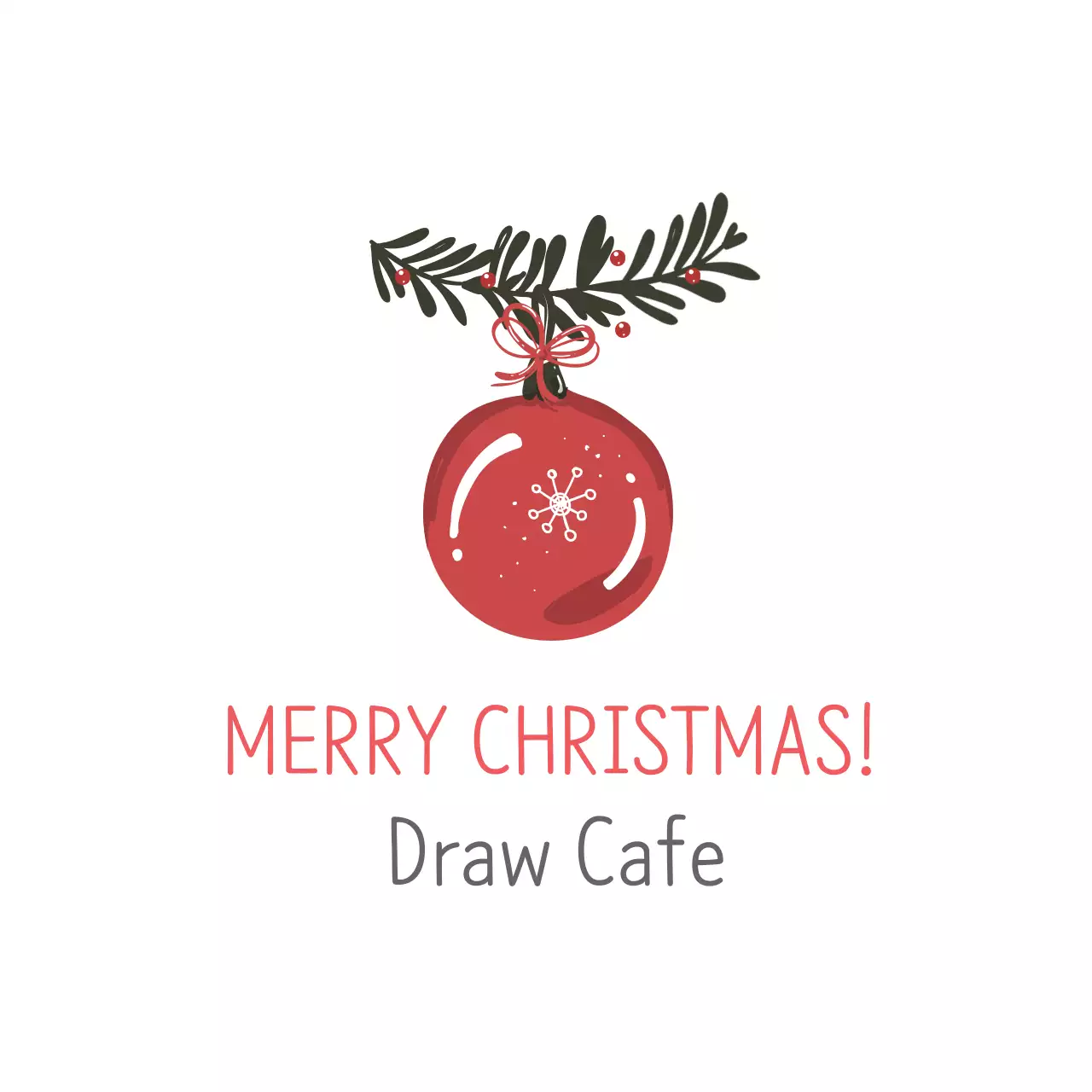 Red green illustration Christmas cafe greeting label