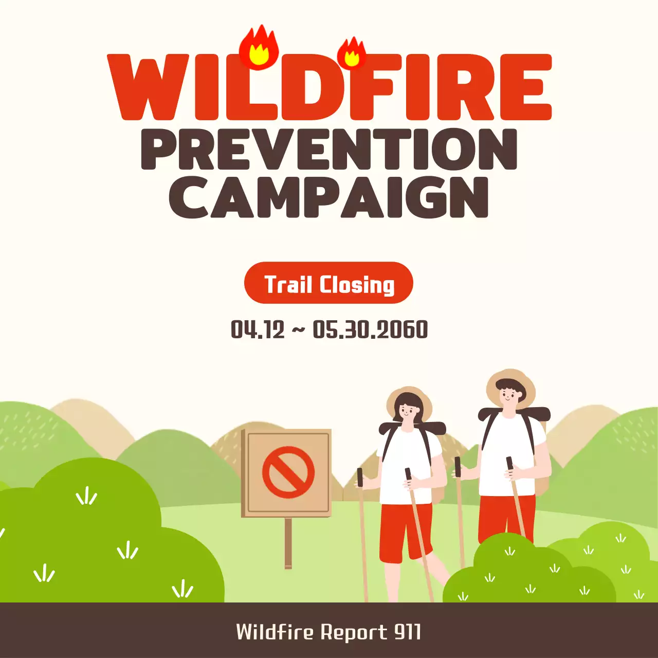 Red Simple Wildfire Announcement Social Media Post