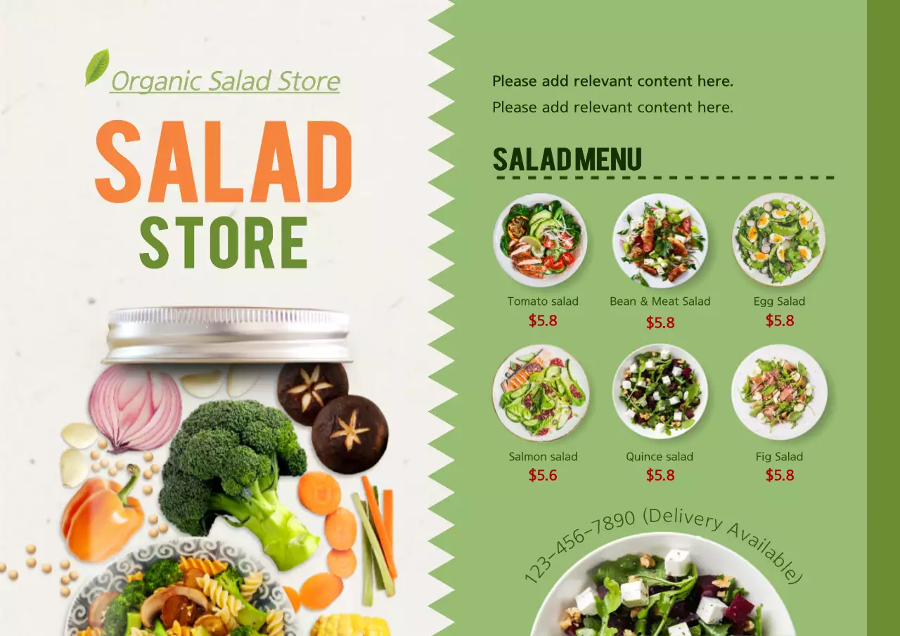 Green Minimal Salad Menu Promotion Poster