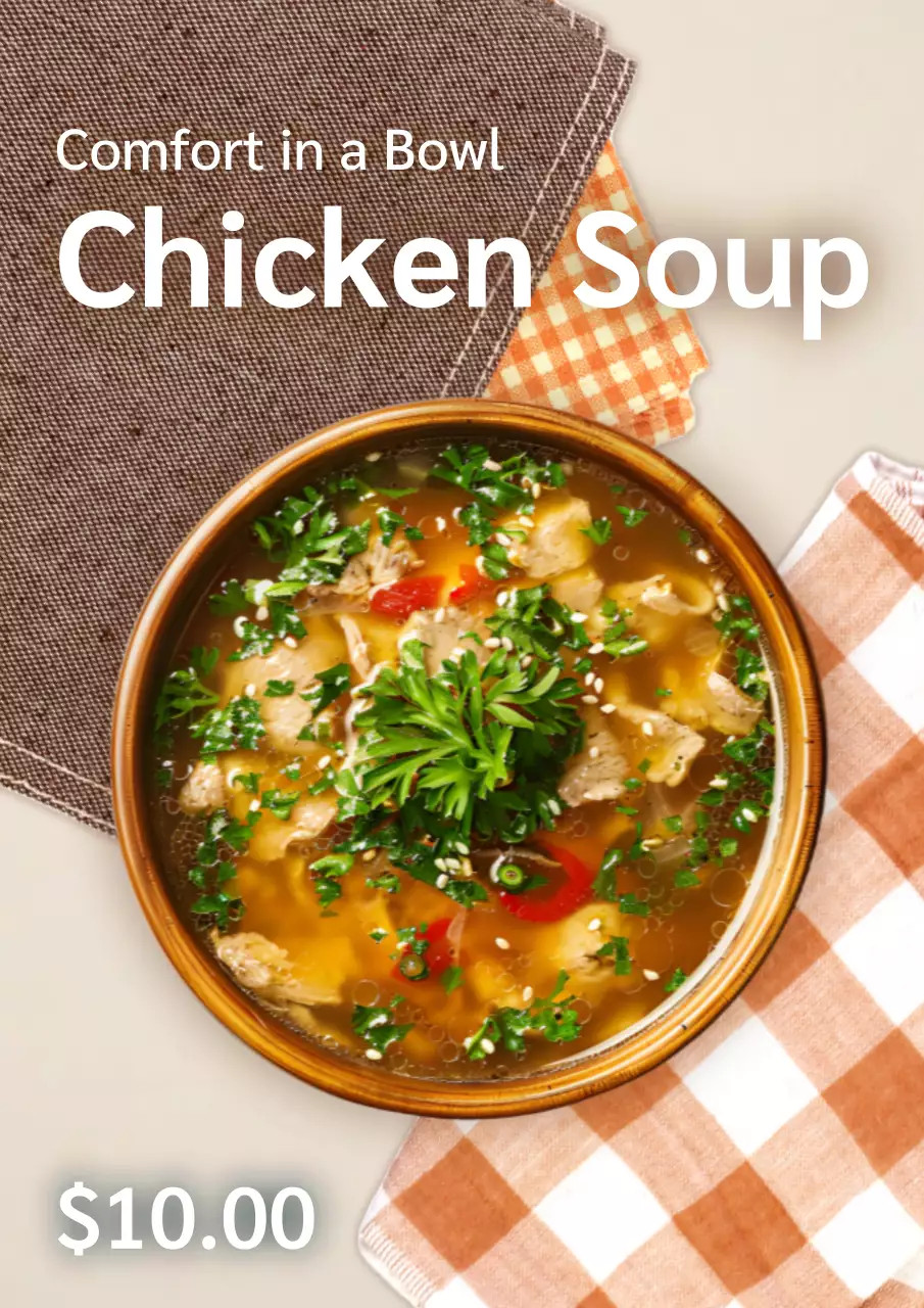 Brown Rustic Chicken Menu Poster