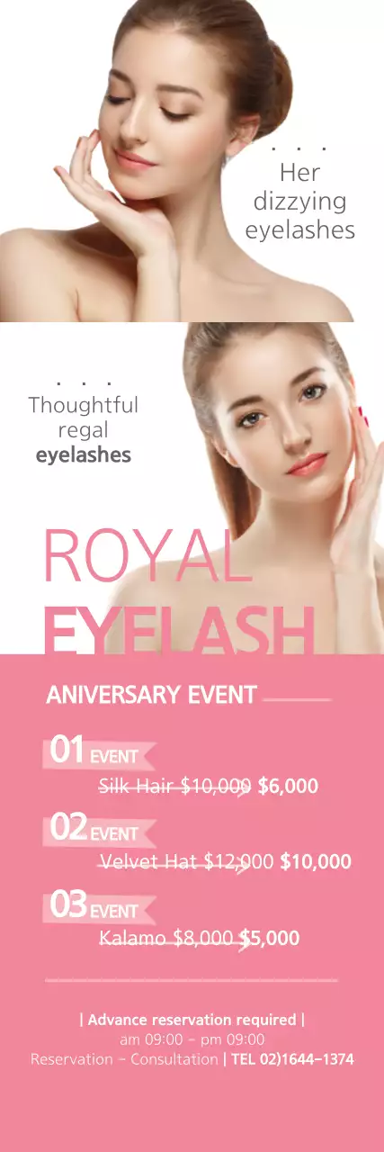 Banner promocional de cílios rosa elegante