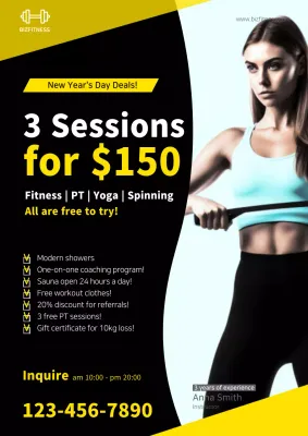 Yellow Modern Fitness Promotion Poster