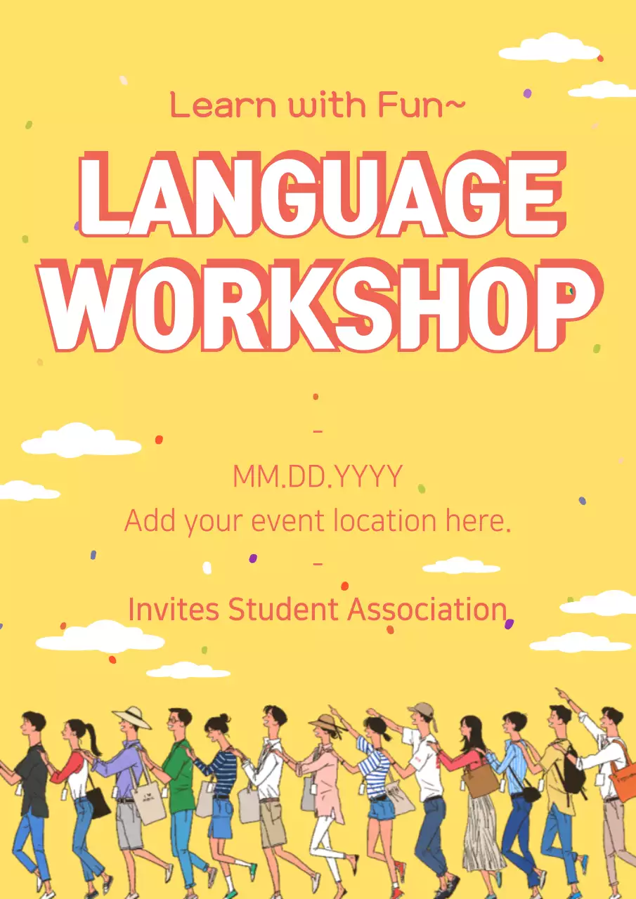 Yellow Trendy Language Event Poster