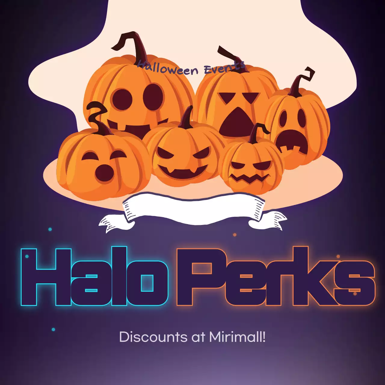 Halloween pumpkin illustration neon sign text