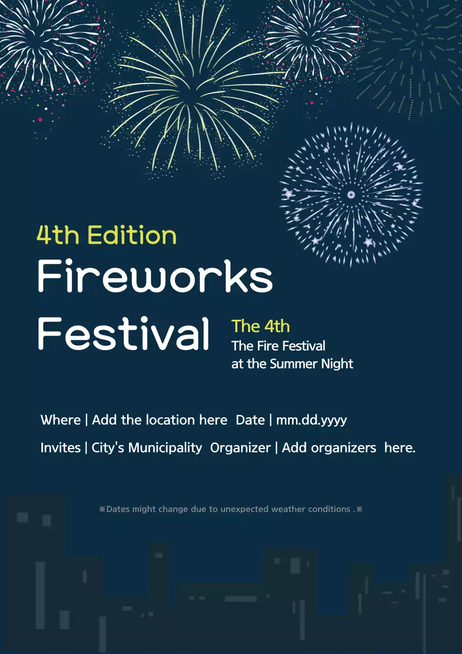 Navy Modern Fireworks Event Poster