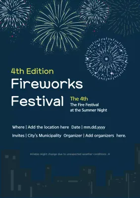Navy Modern Fireworks Event Poster