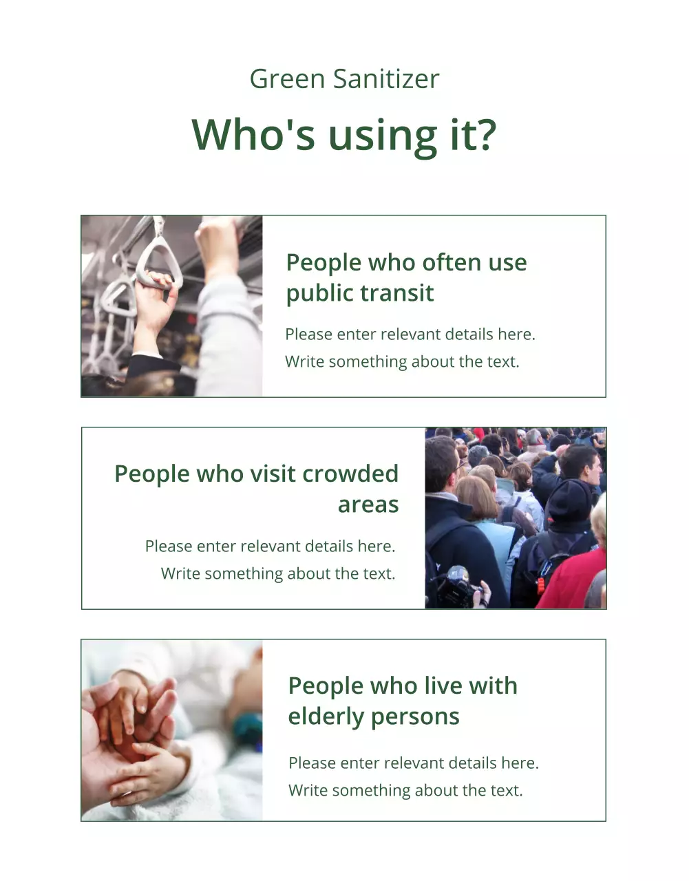 Sell green, natural concept sanitizer products