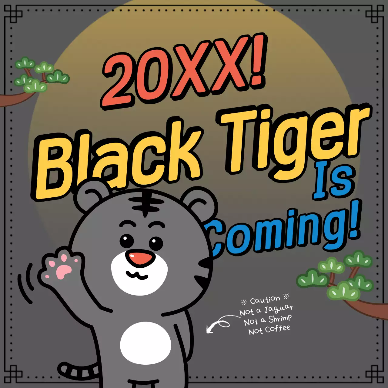 Grey Comic Tiger Announcement Instagram Post