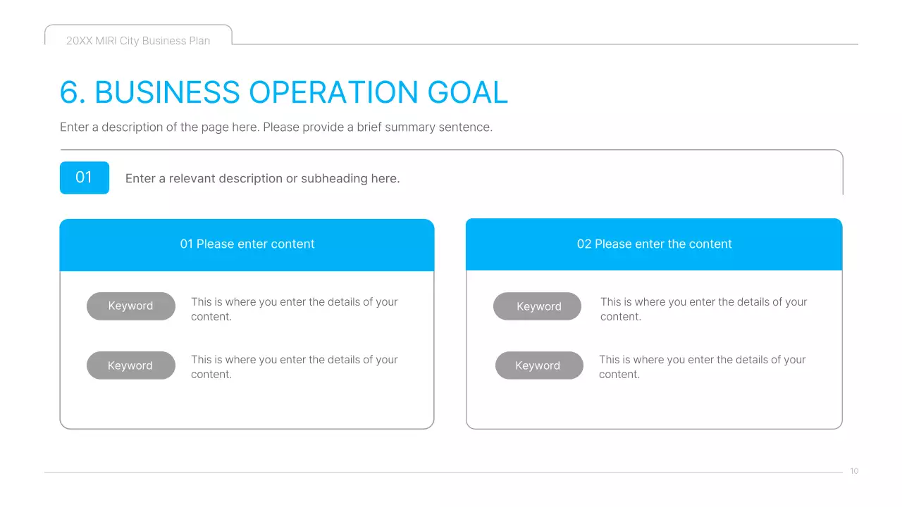 A clean blue and white cultural content business plan presentation