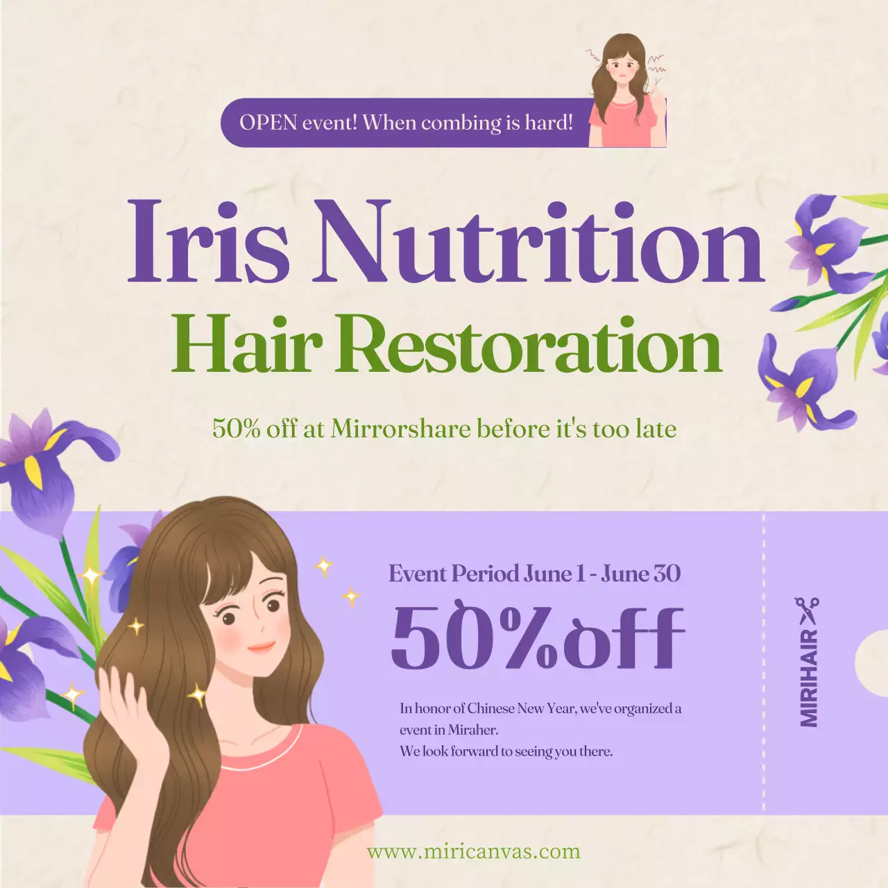 Purple Elegant Hair Promotion Social Media Post