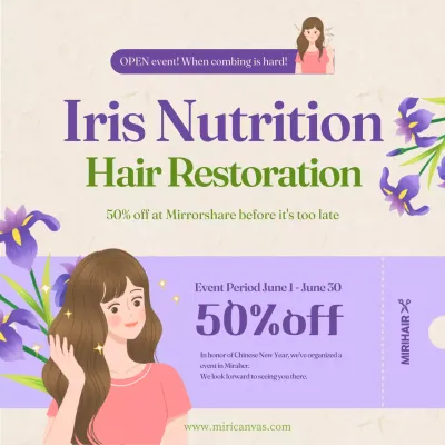 Purple Elegant Hair Promotion Social Media Post